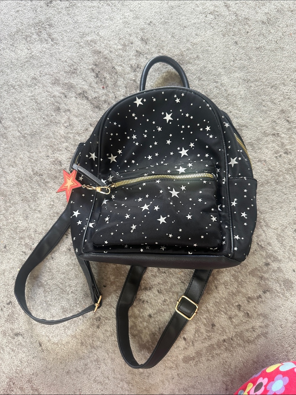 Black Star Print Mini Backpack